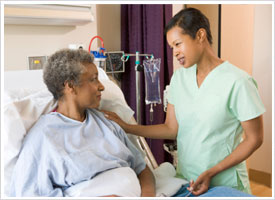 women's health nurse with patient