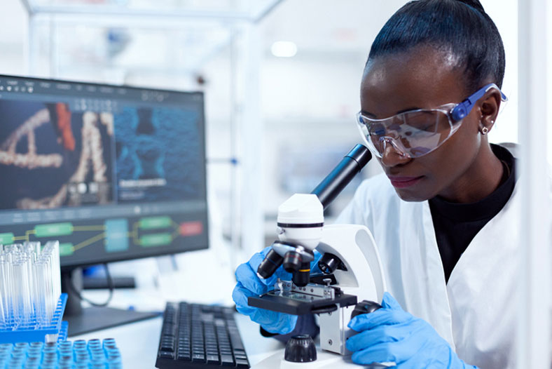 researcher analyzing specimen 